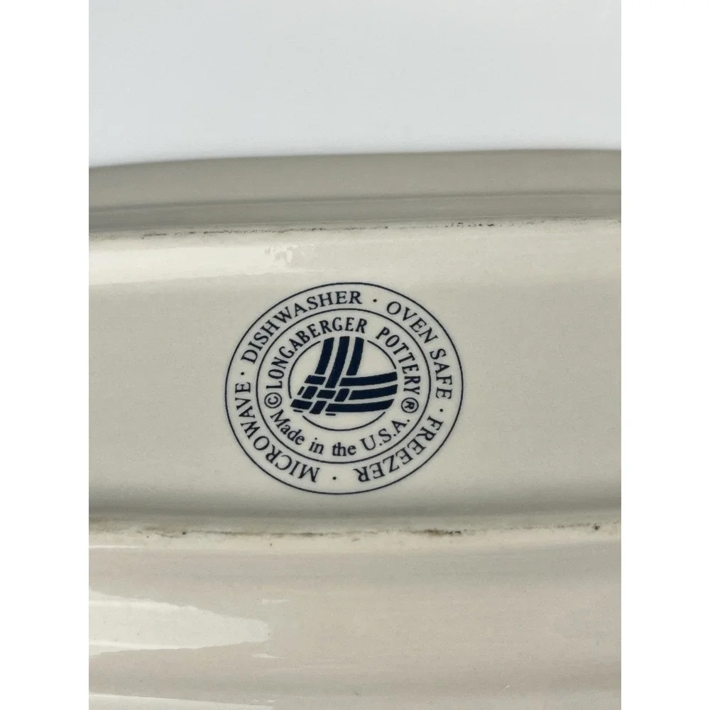 LONGABERGER Pottery Covered Butter Dish Woven Traditions Classic Blue 1997 USA